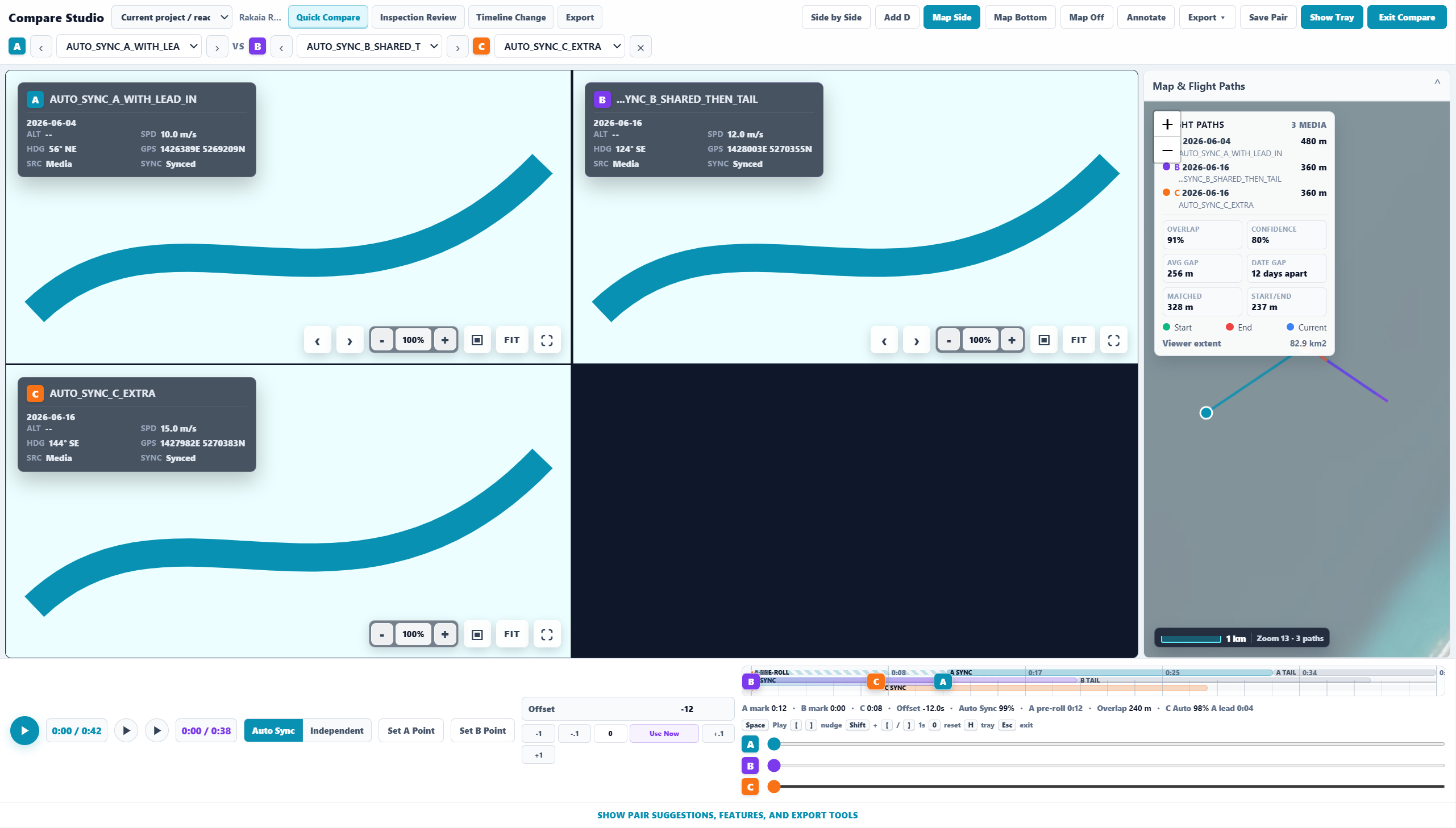 Sightlock export workspace and sync timeline